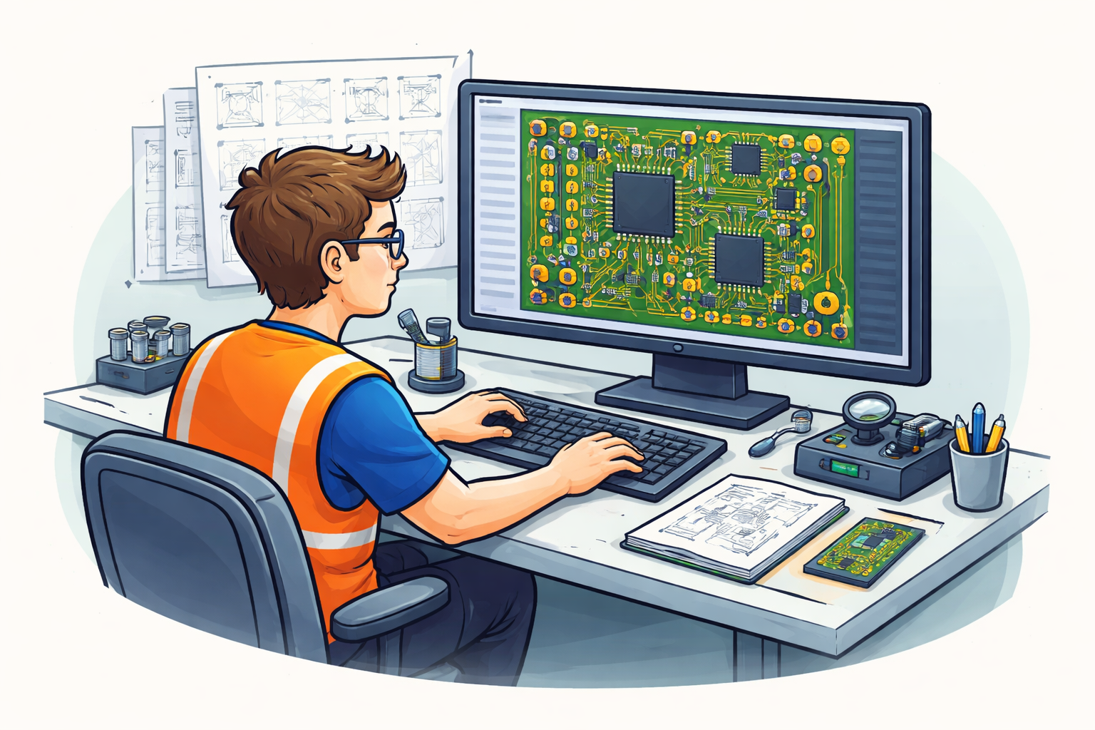 Illustration representing PCB and electronics engineering services